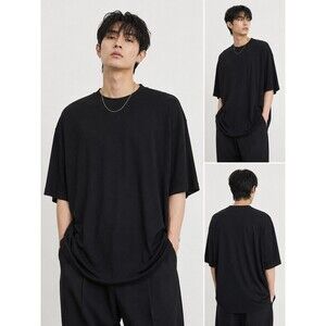 Syllables System Vintage Korean XXL Black Tee Minimalist Boxy Luxe Soft Tee